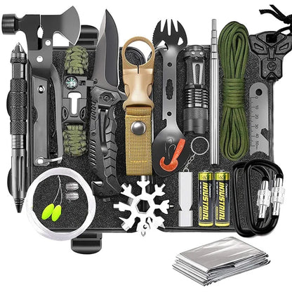 Emergency Survival Kit 30 In 1, Hammer multitool, knife, and more