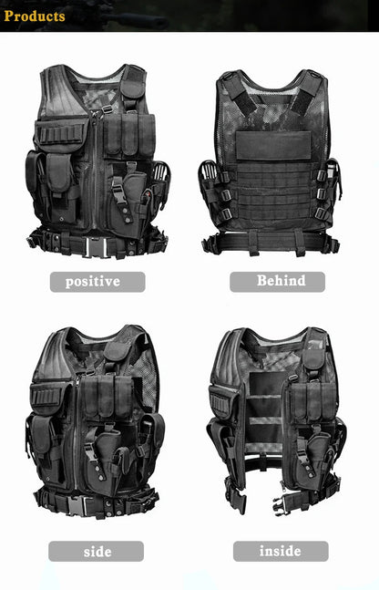 Tactical Vest Combat Gear Molle Protective Vest with Holster