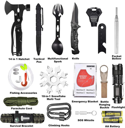 Emergency Survival Kit 30 In 1, Hammer multitool, knife, and more