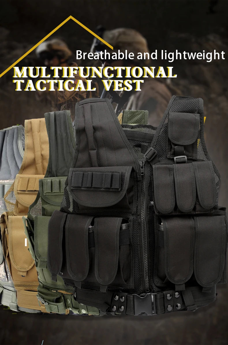 Tactical Vest Combat Gear Molle Protective Vest with Holster