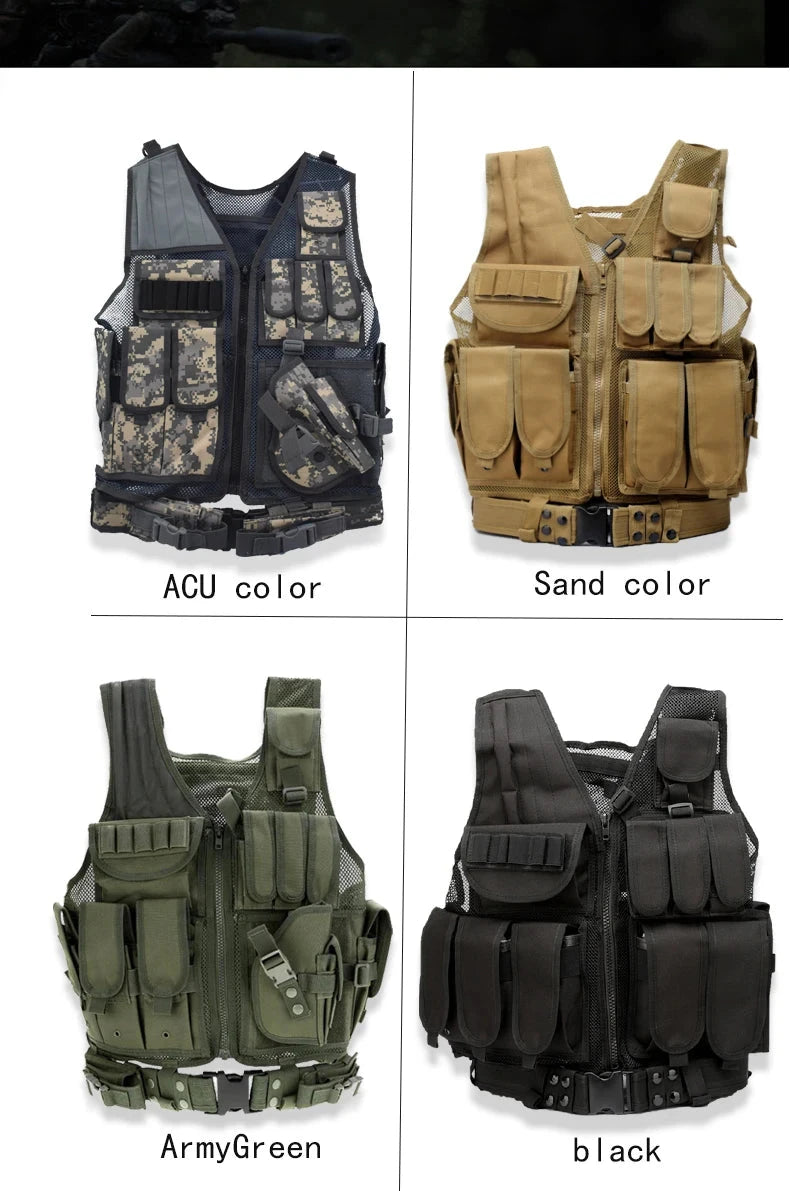 Tactical Vest Combat Gear Molle Protective Vest with Holster