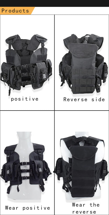 Tactical Vest Combat with Water Bag Pouch