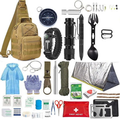 Survival Kit, flashlight, tactical pen, and more