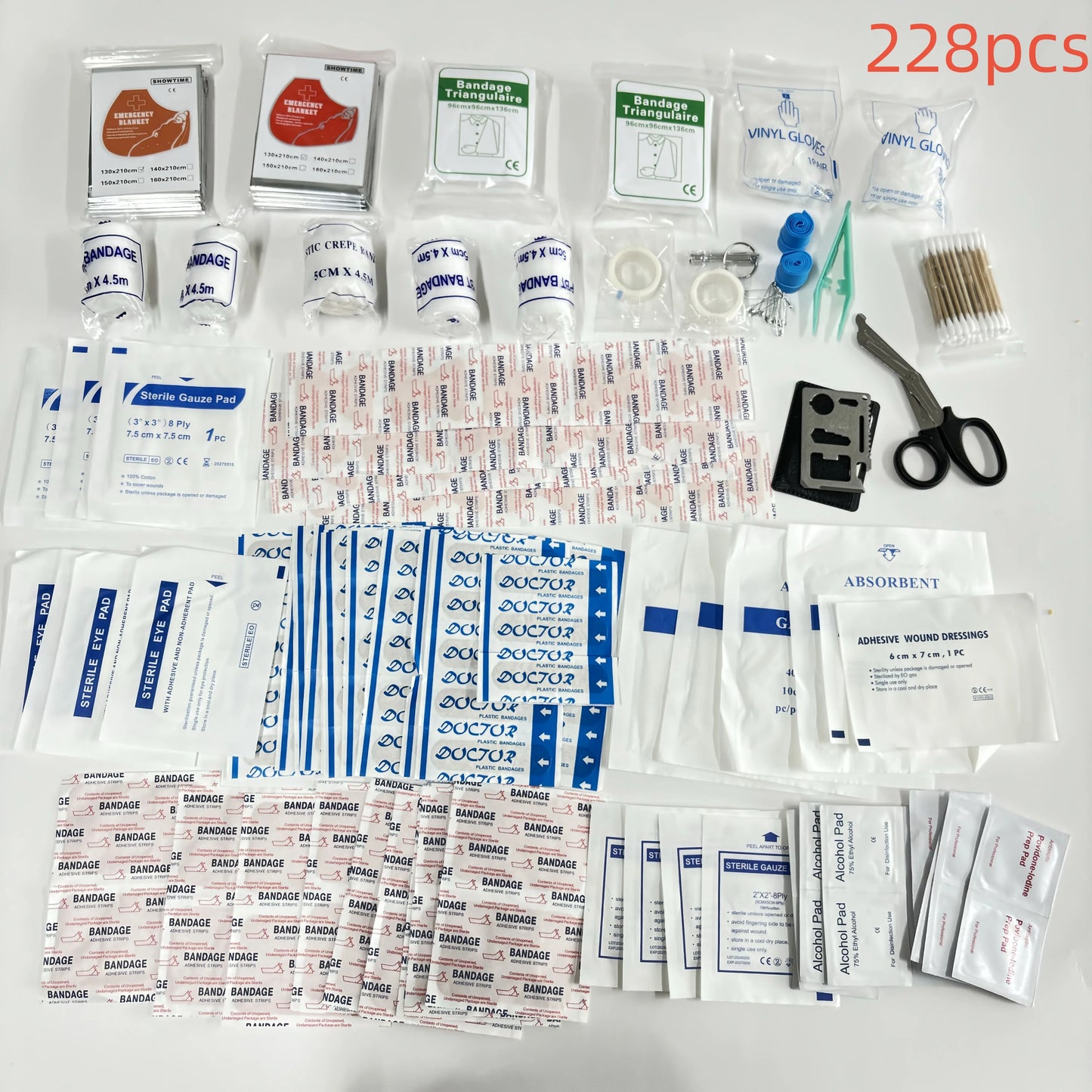 284pcs First Aid Kit Bag, Waterproof Portable Emergency Medical First Aid Kit For Survival Go Bag