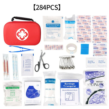 284pcs First Aid Kit Bag, Waterproof Portable Emergency Medical First Aid Kit For Survival Go Bag