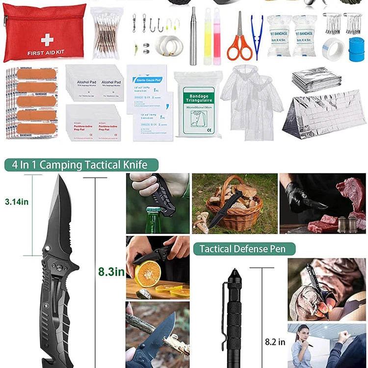 105Pcs Survival Kit and First Aid Kit with Molle Bag and Emergency Tent, and more