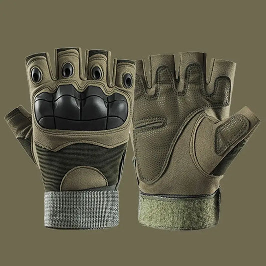 Outdoor Tactical Fingerless Gloves Hard Knuckle Half Finger Gloves