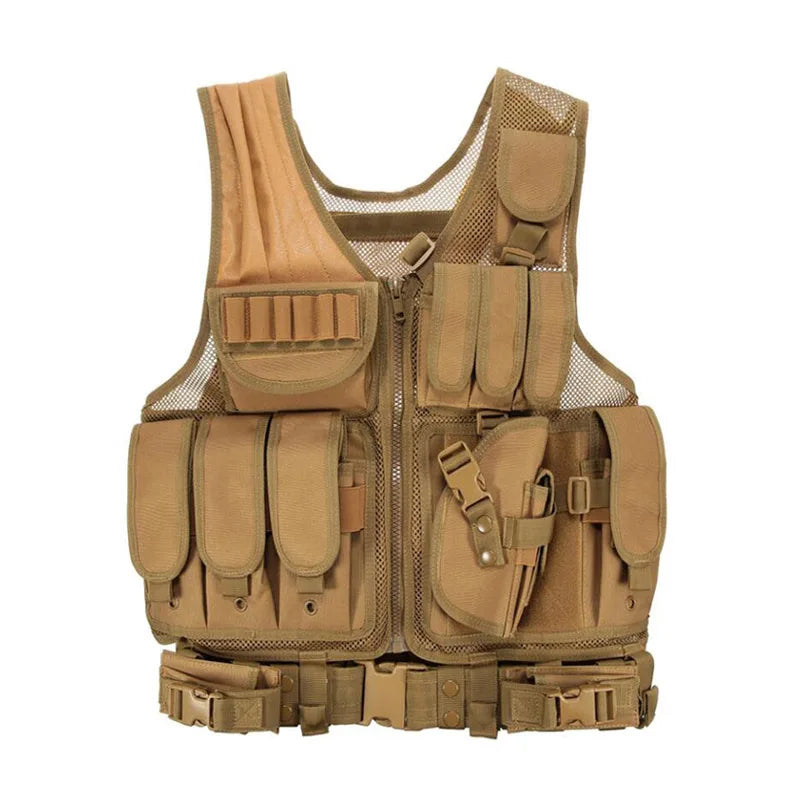 Tactical Vest Combat Gear Molle Protective Vest with Holster