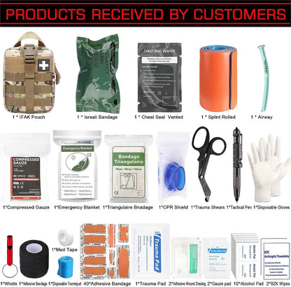 First Aid Kit 74 Piece Tactical First Aid Supplies Molle Pouch Rip Away Refill Supplies for Survival Go Bag