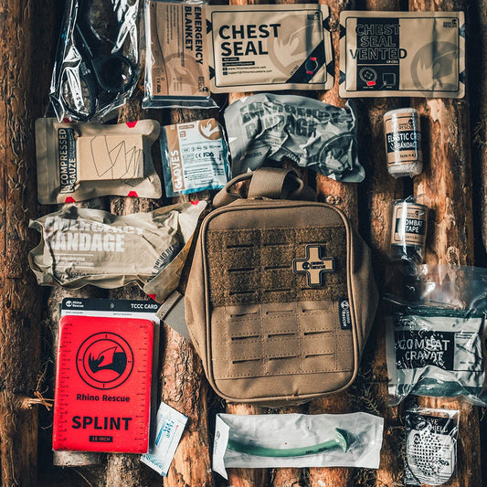 RHINO RESCUE Trauma First Aid Kit, Tactical Medical Pouch for Go Bag