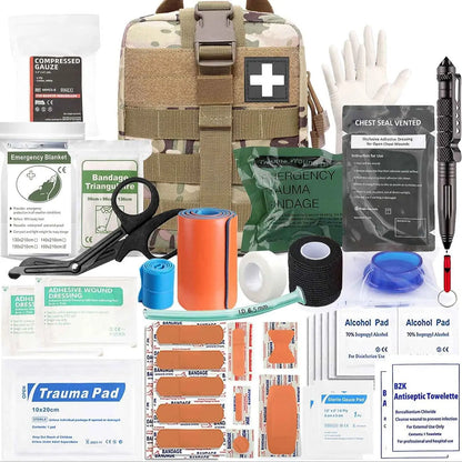 First Aid Kit 74 Piece Tactical First Aid Supplies Molle Pouch Rip Away Refill Supplies for Survival Go Bag