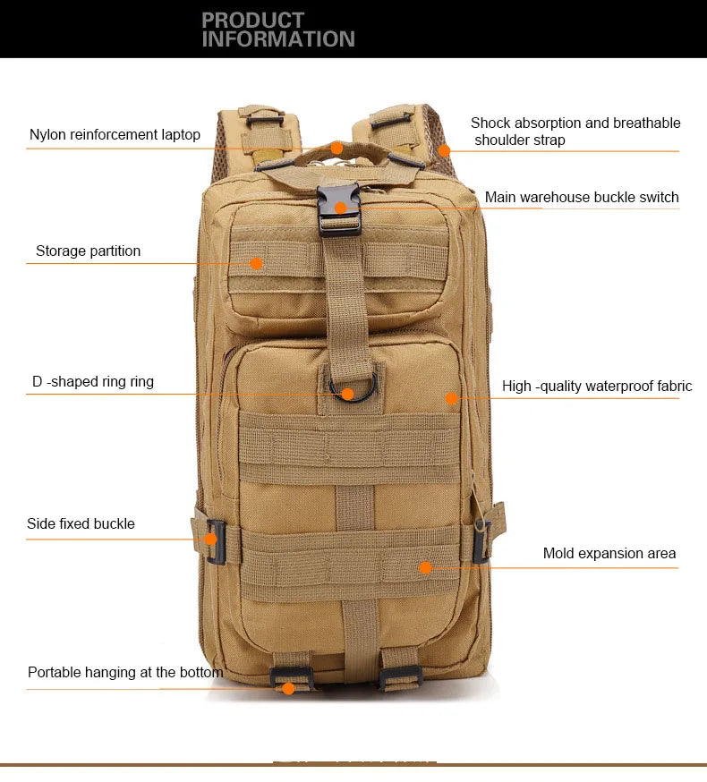 GO BAG 30L/50L Survival Tactical Empty Bugout Bag - Multiple Colors