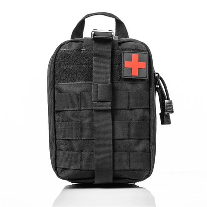 Survival First Aid Kit with Molle Pouch, Multitool, flashlight, tactical pen, and more