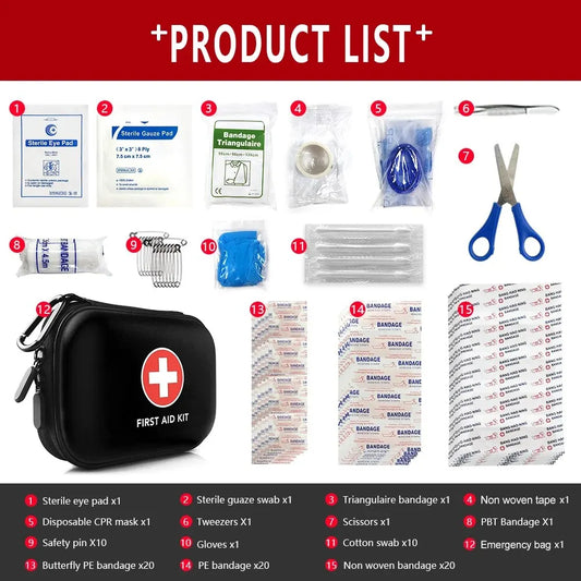 90pcs Waterproof Outdoor First Aid Kit Small Medical Box Emergency Survival Kit Go Bag