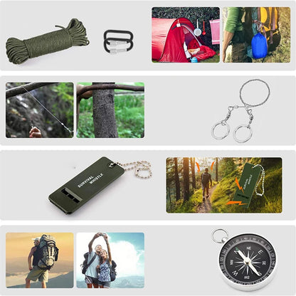 Emergency Survival Kit and First Aid Kit with Tactical Molle Pouch and Emergency Tent